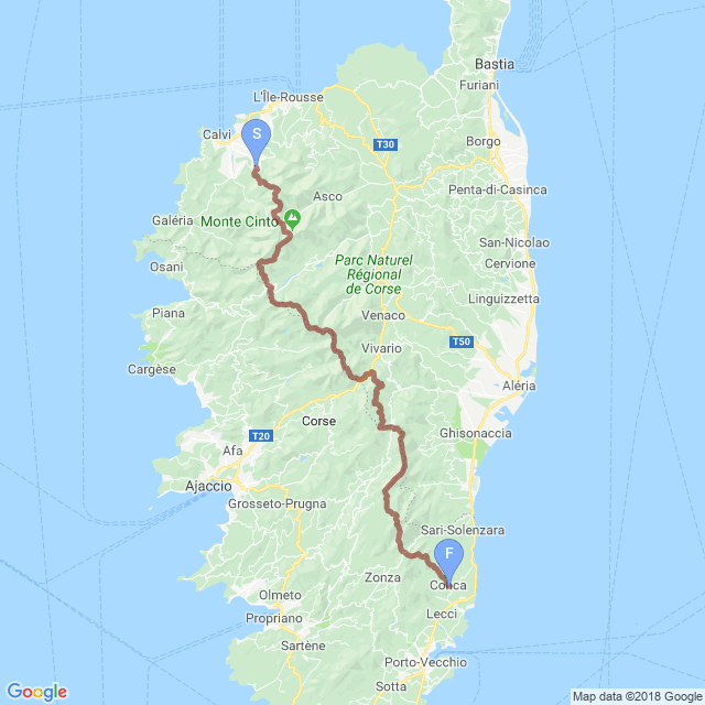 GR20 (Corsica) Map