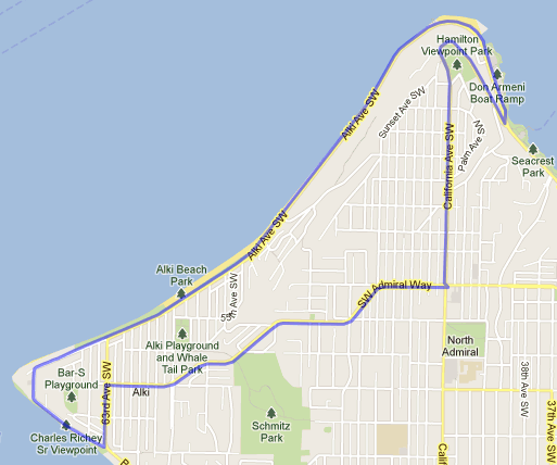 Map of my Alki Walk