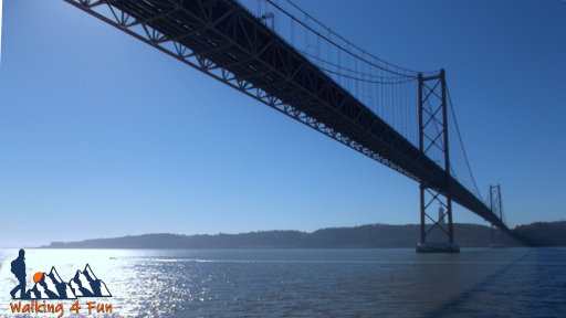 Huge suspension bridge crossing the Tagus River