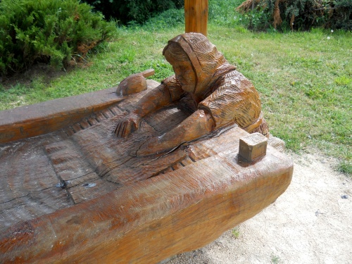 Wooden carving outside of Saugues