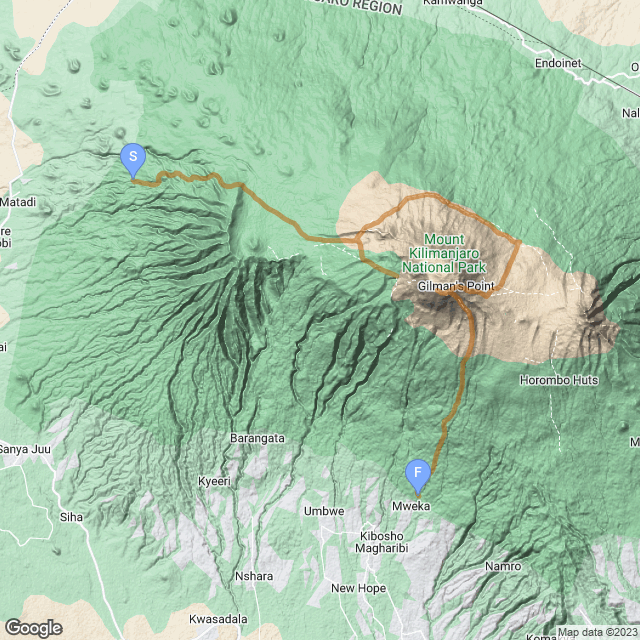 Kilimanjaro (Northern Circuit) Map