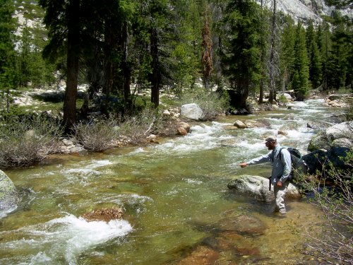 Half-Ounce searches for a place to ford the river