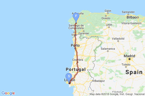 Portugal Camino (Central) Map