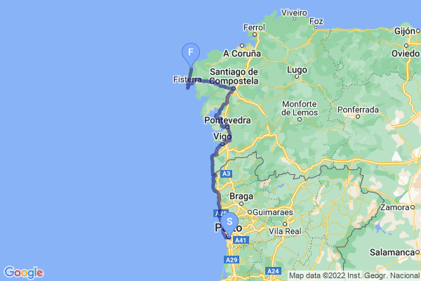 Portugal Camino (Coastal) Map