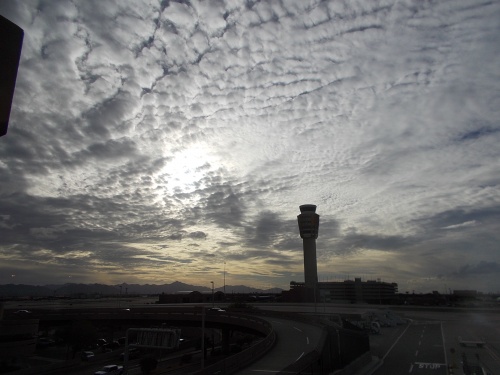 Sunset over the control tower