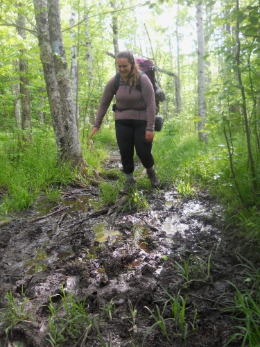 Hiking Viking hikes through mud!