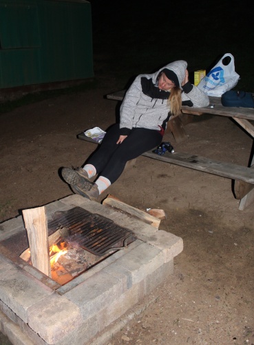 Courtney enjoys the campfire